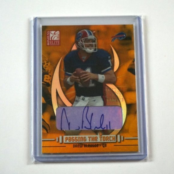 2003 Donruss Elite Passing The Torch Drew Bledsoe Auto #'d 15/100 Gold SSP - Picture 1 of 2